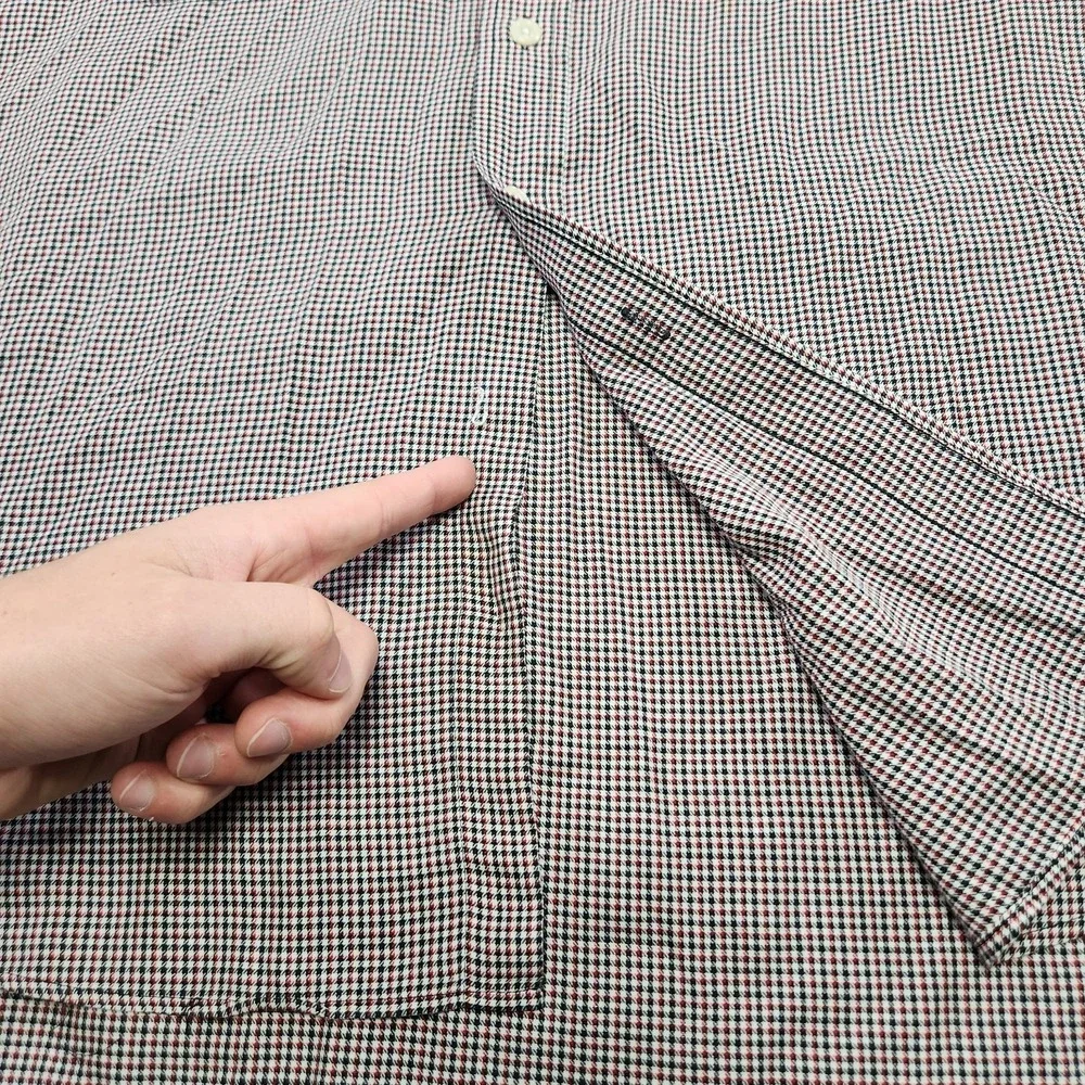 Vintage 90s Polo Ralph Lauren Gi Shirt Men XL Houndstooth Work Pockets *READ USA